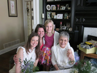 March 2011 at a bridal shower hosted by Dan's parents, Marge and Randy Fields.  Julie, Gretchen, Abby, and Jan.