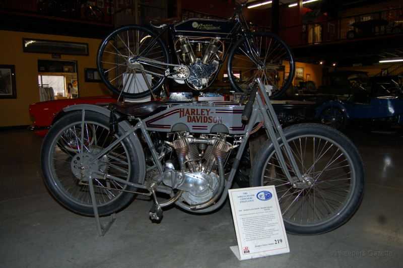 wheelsThruTime0010.JPG - An early model Harley-Davidson.  Note the beautifully detailed fuel tank cut-outs for the external intake valve rocker arms.