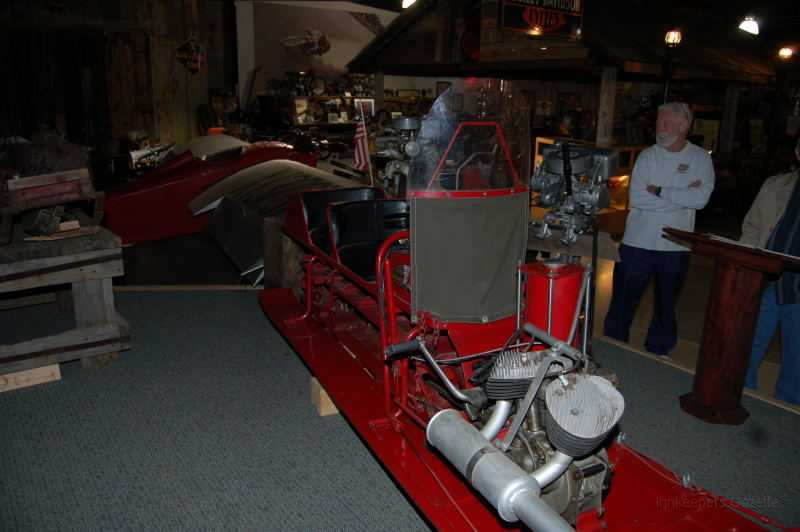 wheelsThruTime0021.JPG - The next pictures show how Harley-Davidson motors have been used to power unusual vehicles.  This is an early snow mobile.