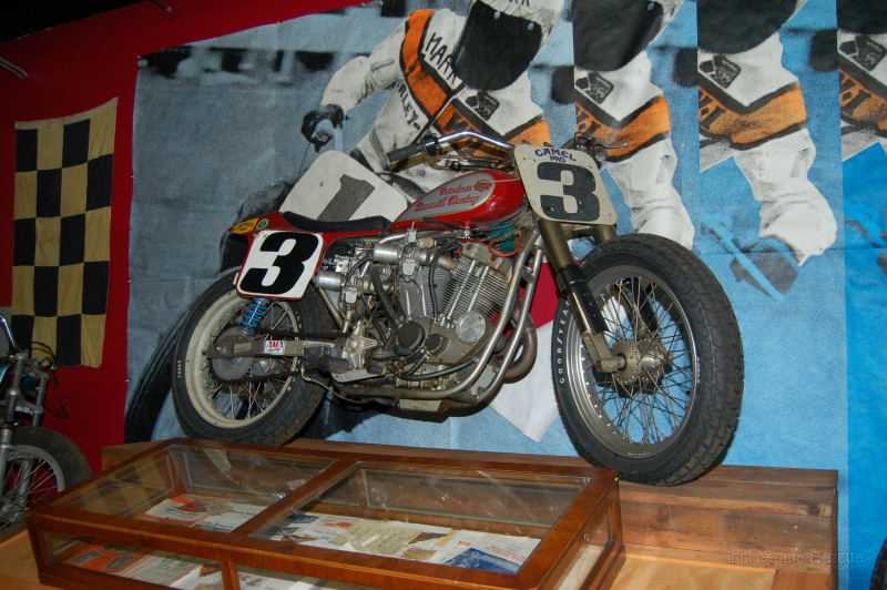 wheelsThruTime0047.JPG - A Harley XR750.  This engine was introduced in 1972 and is still a dominant engine in AMA pro dirt track events.  Since its introduction, it has won over 24 AMA Pro Dirt Track championship titles.  Today it is primarily used on half mile or longer tracks.
